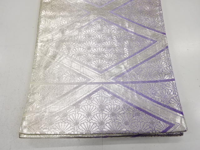  アンティーク　菱に菊尽くし模様織り出し全通袋帯（材料）